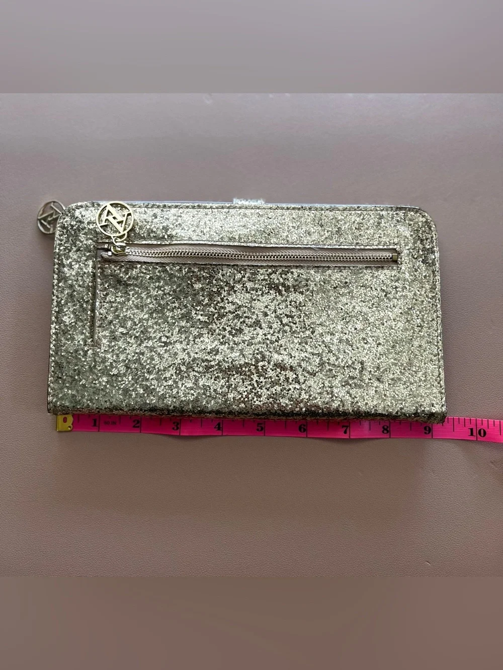 Adrienne Vittadini Gold Glitter Wallet/Wristlet